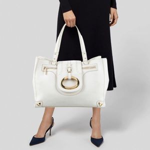 DOLCE & GABBANA Grained Leather Shopper Tote Very good condition white and gold